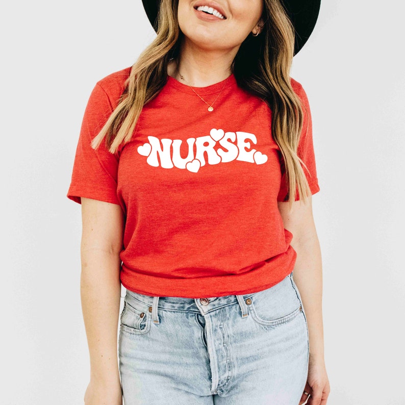 Nurse Valentine's Day T-Shirt Retro Nurse Valentine Shirt RN Valentine Shirt Nursing is My Heart Nurse Heart Shirt image 2