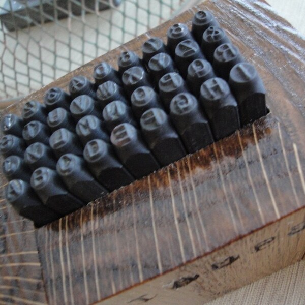 Metal Stamp Set with Wooden Box - Medium Full Set - Letters and Numbers