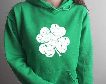 Clover Hooded Sweatshirt | St. Patrick's Day Hoodie | 4 Leaf Clover | Women's Shamrock Sweatshirt | Men's Sweatshirt  | St Patty's Day