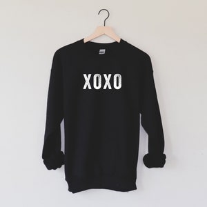 XOXO Valentine's Day Sweatshirt Love Shirt Women's Sweatshirt Fun Valentine Sweatshirt Men's Shirt Galentine's Day Black