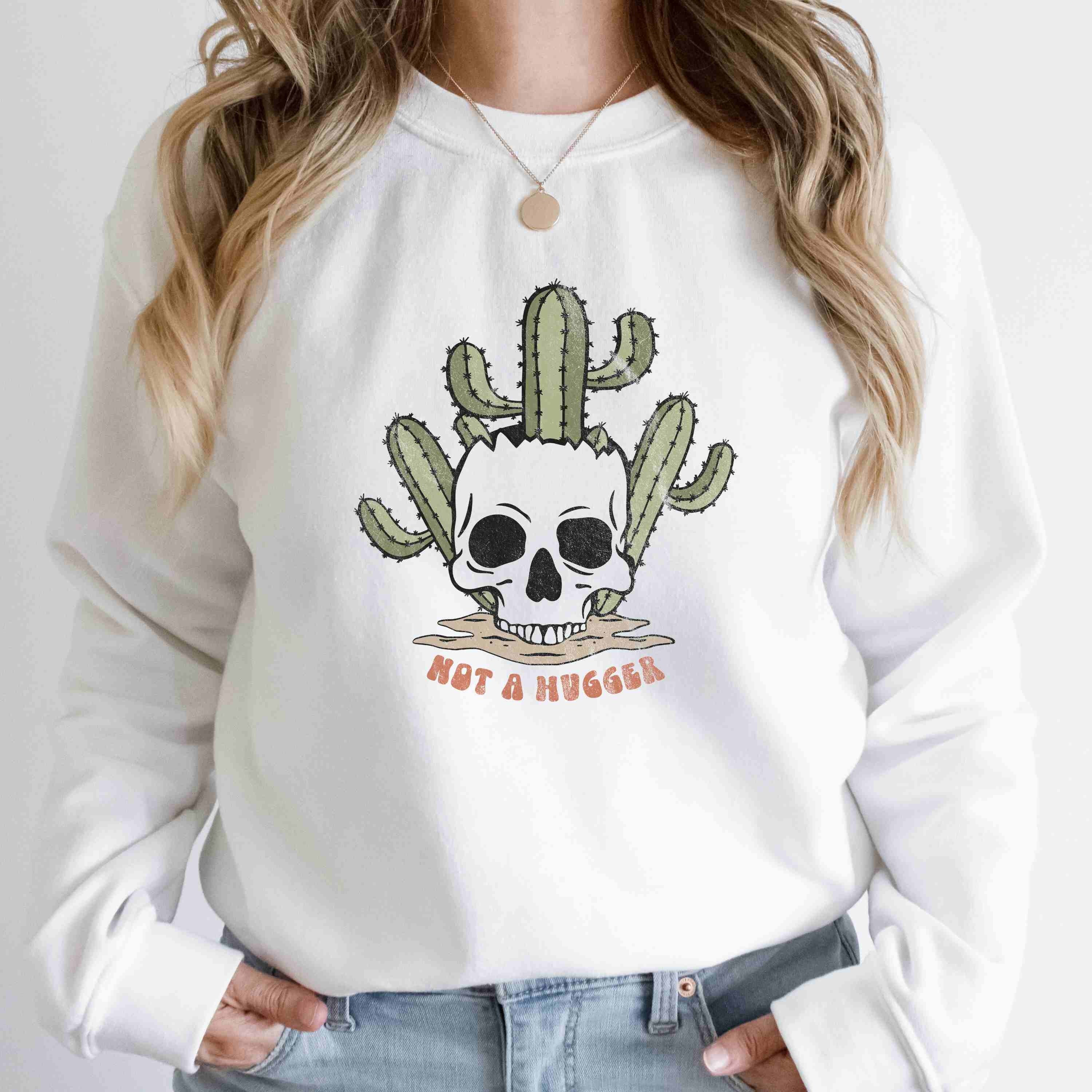 CantonBoxCompany Funny Valentine s Day Sweatshirt Not A Hugger Cactus Sweatshirt for Plant Lovers Introvert Sweatshirt Plant Lover Sweatshirt