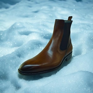 Leather Chelsea Boots Handmade Leather Sole Ankle Boots Men Chelsea Boots Leather Men Boots Vintage Style High Top Dress Shoes Chelseas