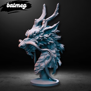 ドラゴンヘッドバスト3、イースタンドラゴンSTLファイル3Dプリント、STL 3Dモデルデザイン、ドラゴンヘッドスタチューSTL、デジタルSTL、ドラゴンヘッドSTLモデル