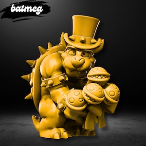 Bowser mit Blumen Figur, Super Mario Bros Stl 3D-Druck, Stl 3D-Modell Design, Bowser Figur Digital, Super Mario Bros Stl Modell