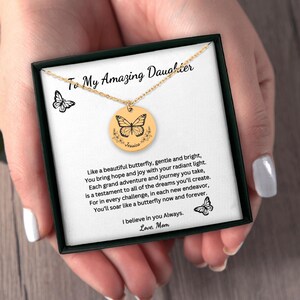 Minimalist Tochter Halskette, Gold Schmetterling Geburtstag Schmuck, Geschenkkarte, Rose Gold Silber individuelles Schmuck Geburtstags-Weihnachtsschmuck Geschenk