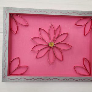 Wood Framed Pink Flower Art