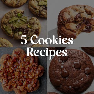 Gourmet Cookie Recipe Bundle | 5 Decadent Cookies with Caramel, Chocolate, Pistachio & Praline | Digital Baking Recipe PDF Set