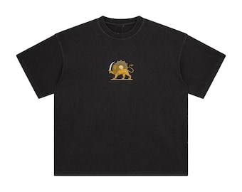 Camiseta unisex vintage 100 % algodón con el emblema iraní del león y el sol