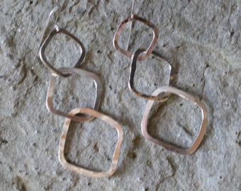 Three Square Earrings