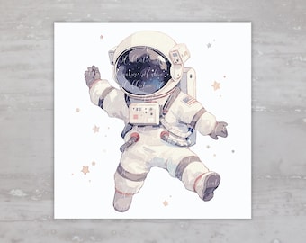 Kids Room Space Astronaut Fabric Panel, Upcycled Clothing, Sewing Quilt Block A27, Quilting Square, Fabric Junk Journal, Fabric Crafts