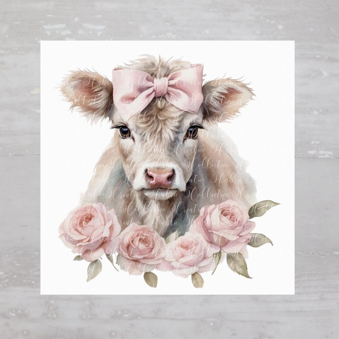Cottagecore Country Floral Highland Cow Quilt Fabric Panel A868 - Etsy