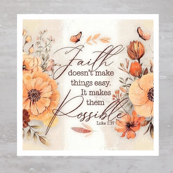 Bible Verse Luke 1:37 Christian Faith Fabric Panel A613, Quilting Square, Quilt Sewing Block, Clothing Applique, Panel Junk Journal Fabric