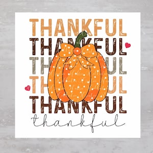 Thankful Pumpkin Fall Thanksgiving Fabric Panel A364, Quilting Square, Quilt Sewing Block, Clothing Applique Panel Junk Journal Fabric