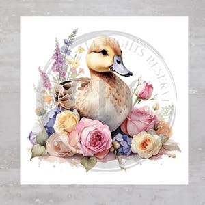 Floral Saxony Duck Spring Cottage Fabric Panel A736, Quilting Square, Quilt Sewing Block, Clothing Applique Pillow Panel Crafting Fabric
