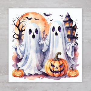 Halloween Cute Scary Ghost Buddies Fabric Panel A100, Square Quilt Fabric Craft Sewing Quilt Block Quilting Square Clothing Applique Panel