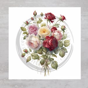 Vintage Shabby Romance Chic Roses Fabric Panel A630, Quilting Square, Quilt Sewing Block, Clothing Applique, Panel Junk Journal Fabric