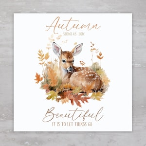 Autumn Laying Deer Fall Fabric Panel A54, Square Quilt Fabric, Craft Sewing Quilt Block, Quilting Square, Applique Panel, Fabric Crafts