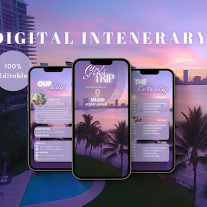 Miami Girls Trip Itinerary, Digital Trip itinerary, travel itinerary, Birthday Weekend, Weekend Itinerary, Digital Schedule, Girls Trip