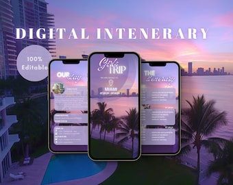 Miami Girls Trip Itinerary, Digital Trip itinerary, travel itinerary, Birthday Weekend, Weekend Itinerary, Digital Schedule, Girls Trip