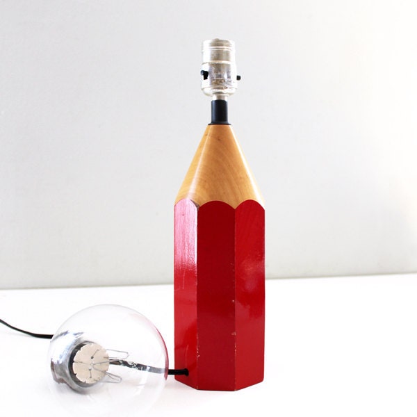 Vintage Red Pencil Desk Lamp