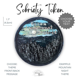 Mountain Night 3D PERSONALIZED Sobriety Token Custom Coin Recovery Chip Any Year Medallion AA Sober Anniversary Gift Soberversary