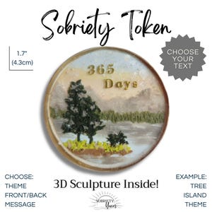 Tree Island 3D PERSONALIZED Recovery Chip Custom Sobriety Token Sober Any Year Medallion Celebration Coin AA Anniversary Soberversary Gift