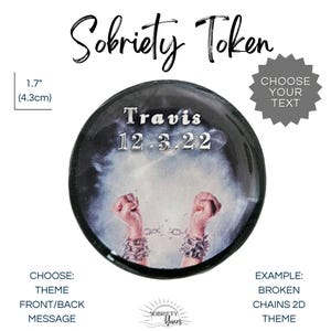 Broken Chains 2D PERSONALIZED Custom Sobriety Coin Recovery Chip Any Year Token Medallion Recovery Coin AA Sober Anniversary Custom Gifts