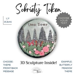 Butterfly Meadow 3D PERSONALIZED Sobriety Token Custom Recovery Chip Year Sobriety Medallion Recovery Coin AA Sober Anniversary Any Year