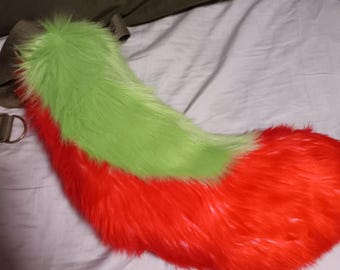Red and Green Candy Furry Tail | Extremely HQ, super soft, gradient fur, belt