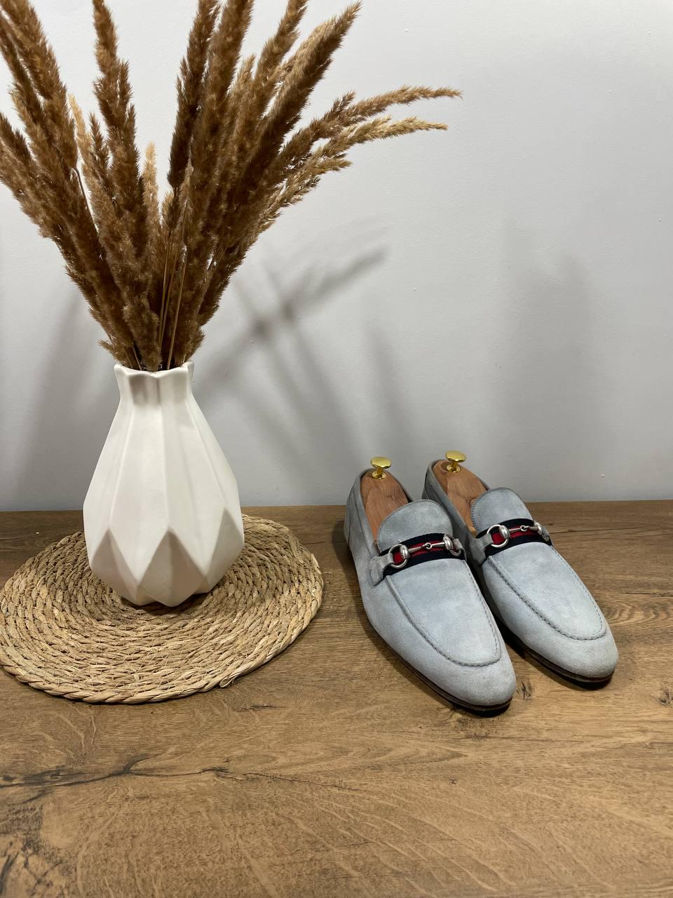 Gucci Horsebit Mens Suede Lite Blue Loafers Size UK 8 US 9  display picture 1