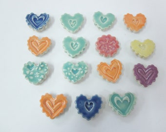 Small refrigerator magnets, set of 3, Colorful heart magnets, handmade  kitchen magnets, Hostess gift, Stocking  stuffer