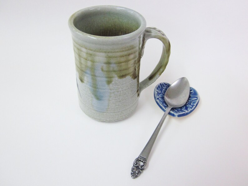 Heart Teabag holder, coffee bar teaspoon rest, candle holder, Handmade ceramic teaspoon holder, Ready To Ship image 4