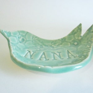 Gift for Nana, Mothers day gift, Nona, Oma, Nema, Gram, handcrafted jewelry dish, Mom gift, dove dish, bird candle holder, soap dish image 3