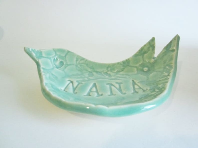 Gift for Nana, Mothers day gift, Nona, Oma, Nema, Gram, handcrafted jewelry dish, Mom gift, dove dish, bird candle holder, soap dish image 3