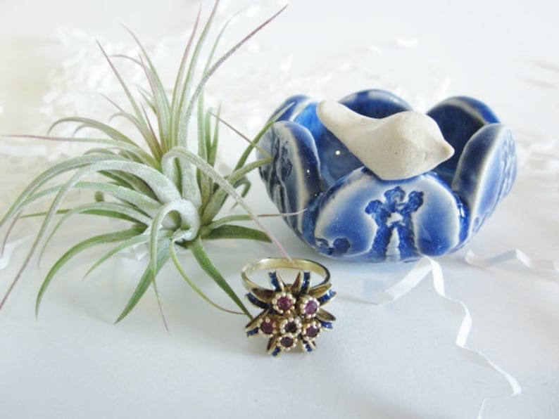 Air plant holder, ceramic ring holder, Mini ring dish, air plant vase, air plant planter, Mini ring bowl, image 1