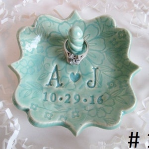 Personalized Engagement Ring holder gift, monogrammed ring dish, Gift for bride, wedding gift