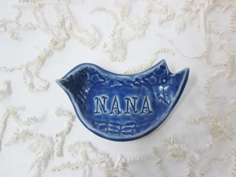 Gift for Nana, Mothers day gift, Nona, Oma, Nema, Gram, handcrafted jewelry dish, Mom gift, dove dish, bird candle holder, soap dish image 2