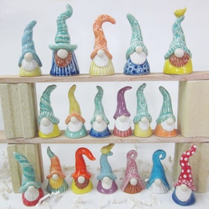 Gnome lover gift, gnome figurine, garden decoration, bright colored gnomes, Ceramic Art gnome, blue, red, green, purple gnomes