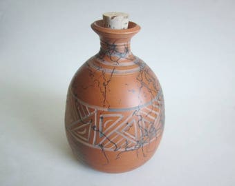 Horse hair pottery, ceramic art bottle, rake ceramic art vase, urn for small pet,