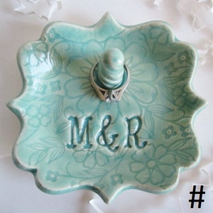 Personalized Engagement Ring holder gift, monogrammed ring dish, Gift for bride, wedding gift Dish # 4