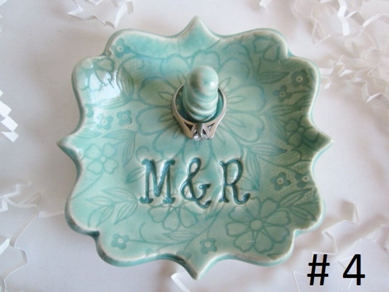 Personalized Engagement Ring holder gift, monogrammed ring dish, Gift for bride, wedding gift Dish # 4