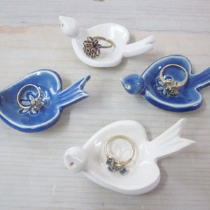 Dove ring holder, bird ring dish, handmade bird ring tray, unique ring holder