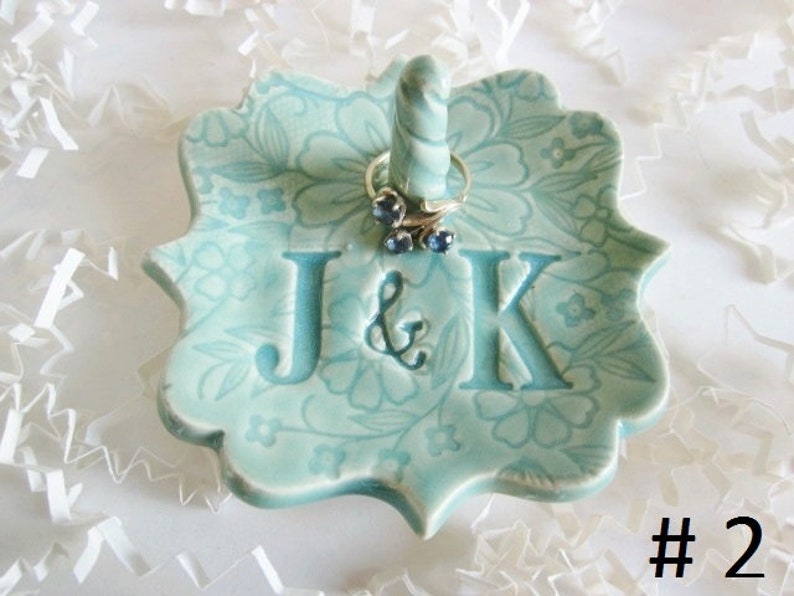 Personalized Engagement Ring holder gift, monogrammed ring dish, Gift for bride, wedding gift Dish # 2