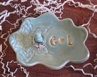 Ring holder, ring dish, custom ring dish, personalized ring holder, gift for bride, bridal shower gift, wedding gift, engagement gift