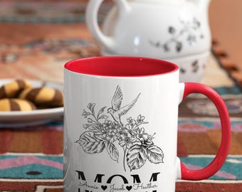 Personalized Floral Mom Mug Accent Coffee Mug | Custom Mother's Day Birthday, BPA Free