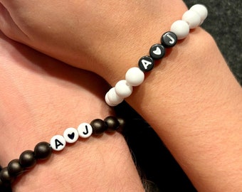 Personalized beaded partner bracelet, friendship bracelet, bracelet for couples, gift for him, love bracelet, handmade bracelet