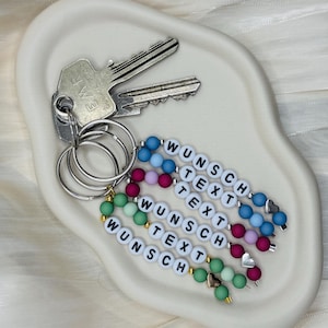 Personalized keychain name pocket tree colorful pearl desired text gift for her partner moving in small gift names
