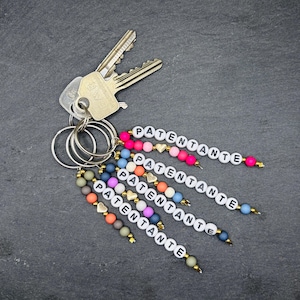 Keychain godmother gift birth baptism personalized handmade pearl keyring handmade pendant godmother colorful color