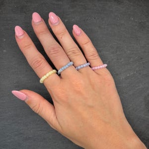 Pearl Ring Elastic Colorful Handmade Stacking Ring Boho Pearl Jewelry Small Gift Girlfriend Lucky Charm Ring With Pearls