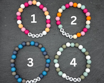 Braccialetto per bambini con nome, regalo personalizzato per asilo nido, bomboniera per feste di compleanno, braccialetto con perline colorate, iscrizione scolastica, braccialetto con nome fatto a mano